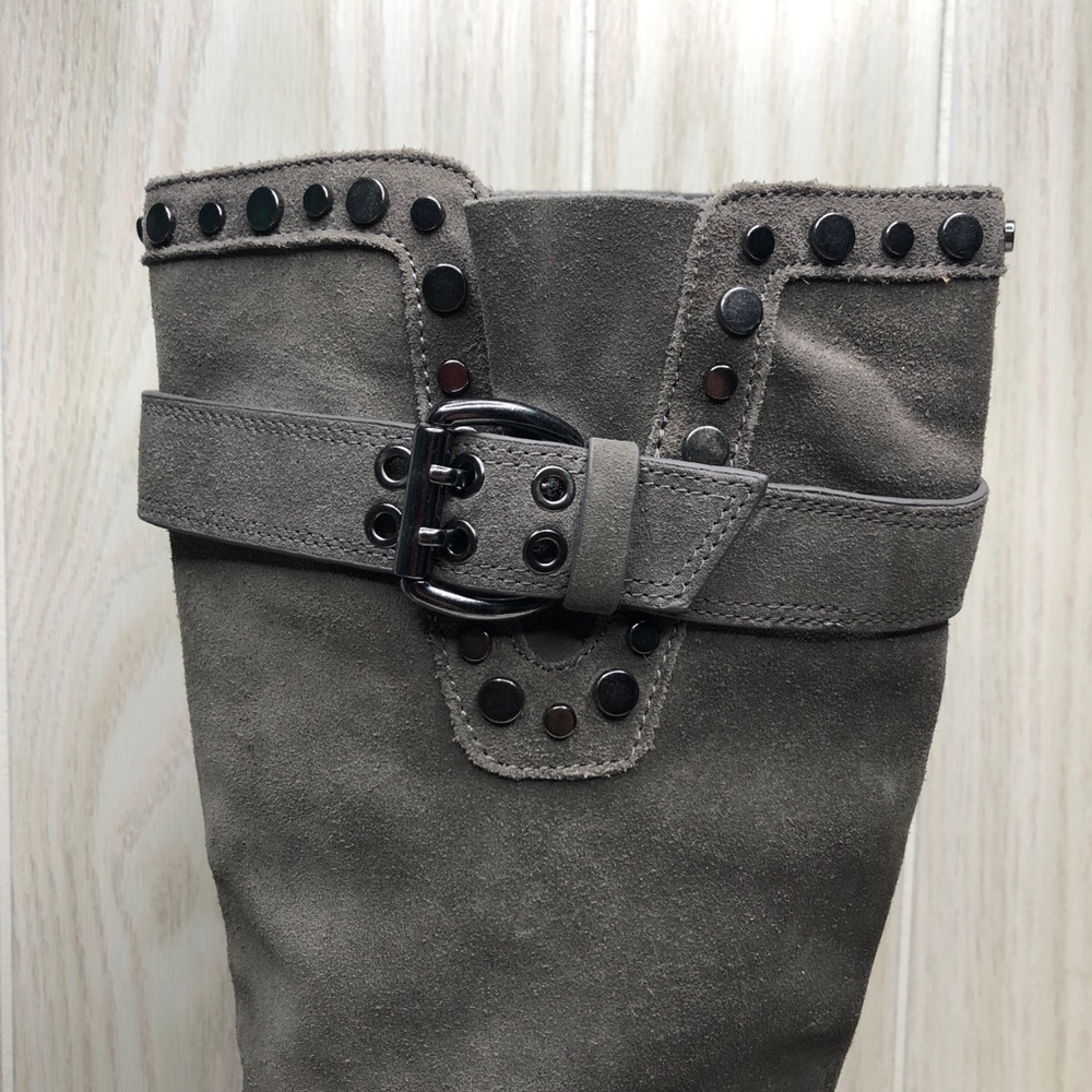 Sam Edelman Deryn Buckle Studded Suede Heeled Boot - Picture 3 of 10